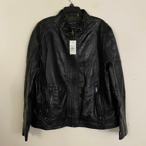Wilsons Leather Collarless Moto Jacket XL - Picture 1 of 15